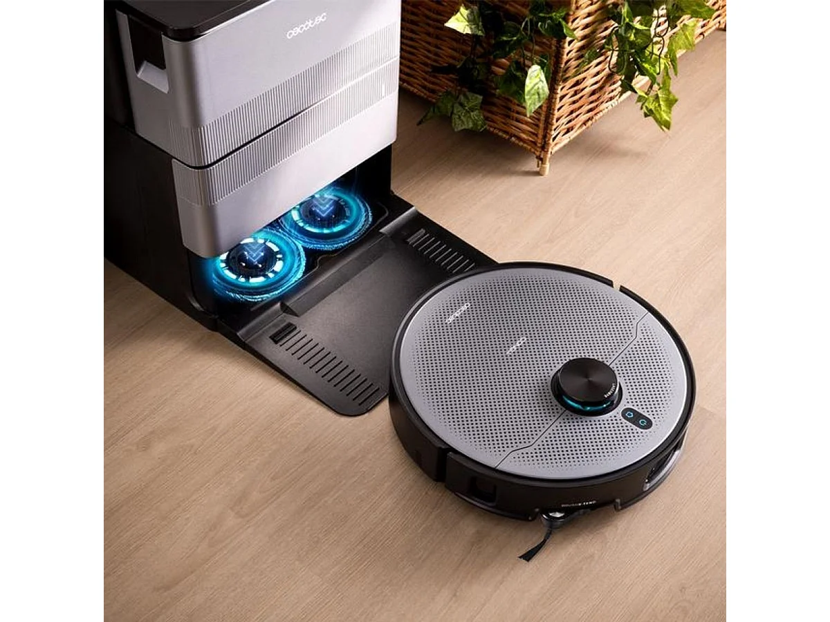 Robot aspirador Cecotec Conga X100 tecnología láser con base de autovaciado WiFi negro