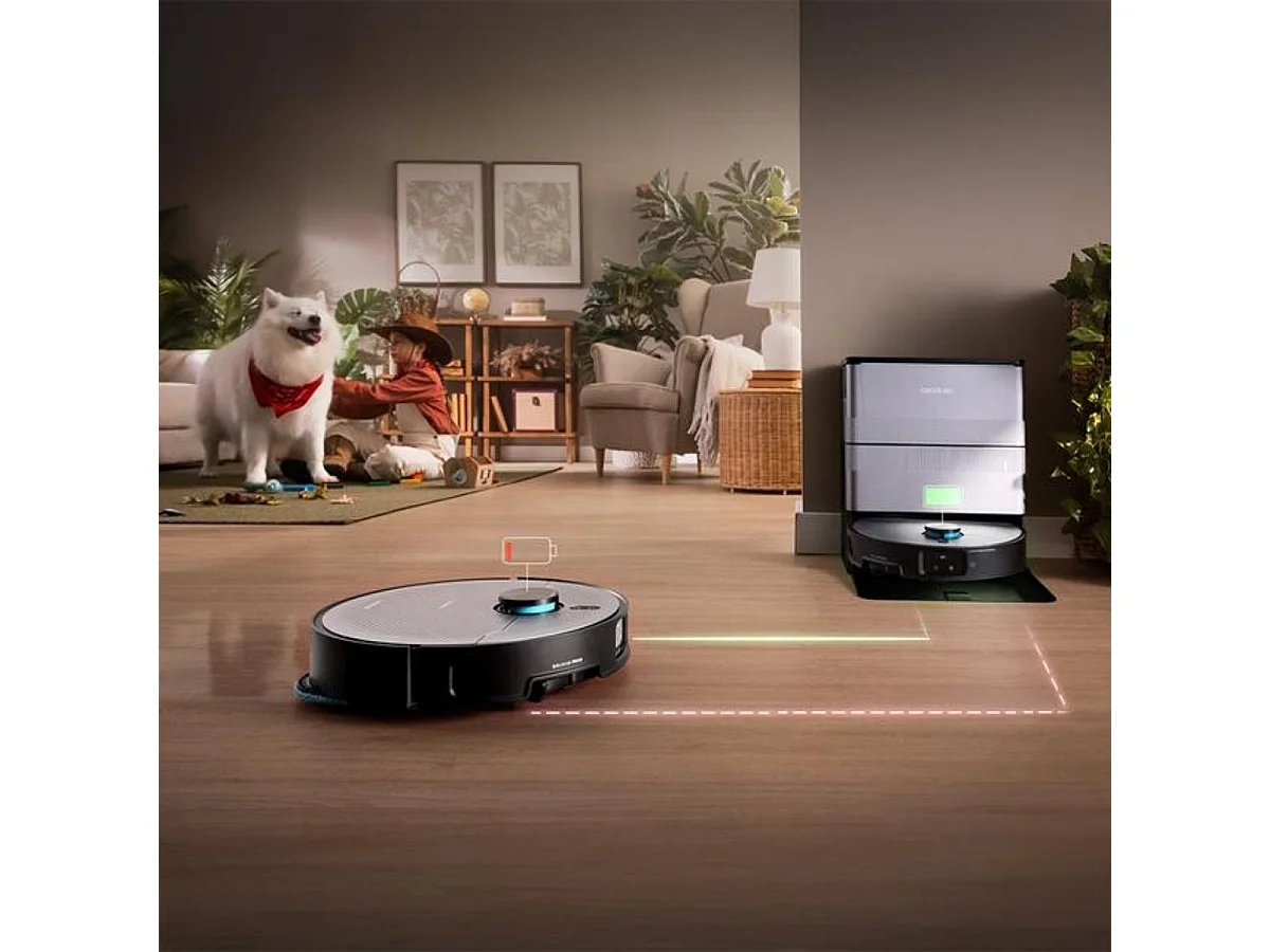 Robot aspirador Cecotec Conga X100 tecnología láser con base de autovaciado WiFi negro