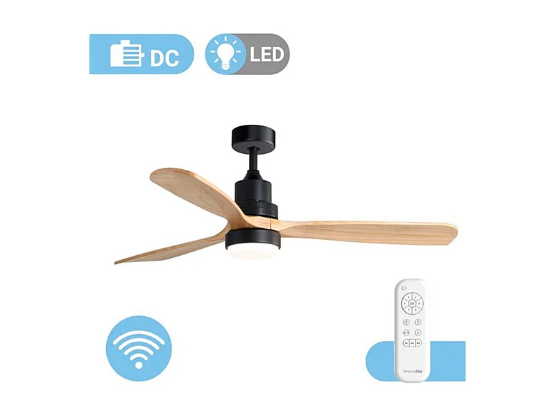 Ventilador de techo Alm 4056 Universal Blue luz LED Wifi 26W negro