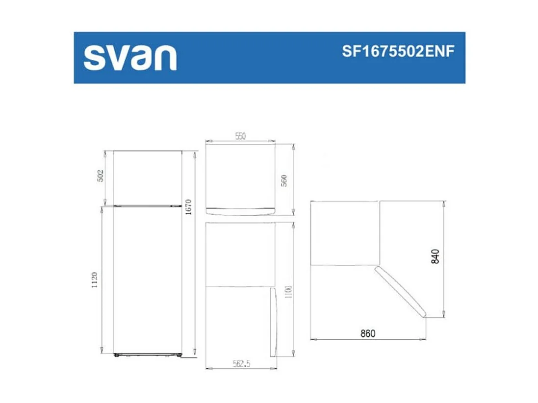 Frigorífico 2 puertas Svan SF1675502ENF No Frost 217L E blanco 167 cm
