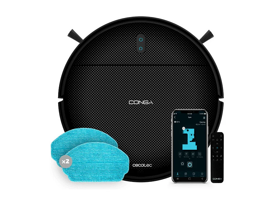 Robot aspirador Cecotec Conga 999 Map X-Treme 2000 Pa 2 mopas negro