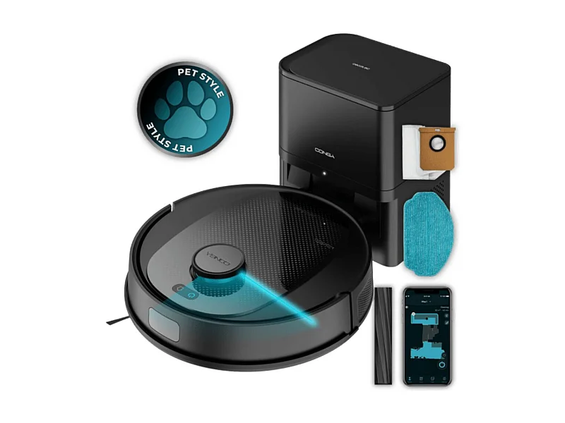 Robot aspirador Cecotec Conga 7690 Immortal Max Home M 5000Pa 4 en 1 con base de autovaciado negro