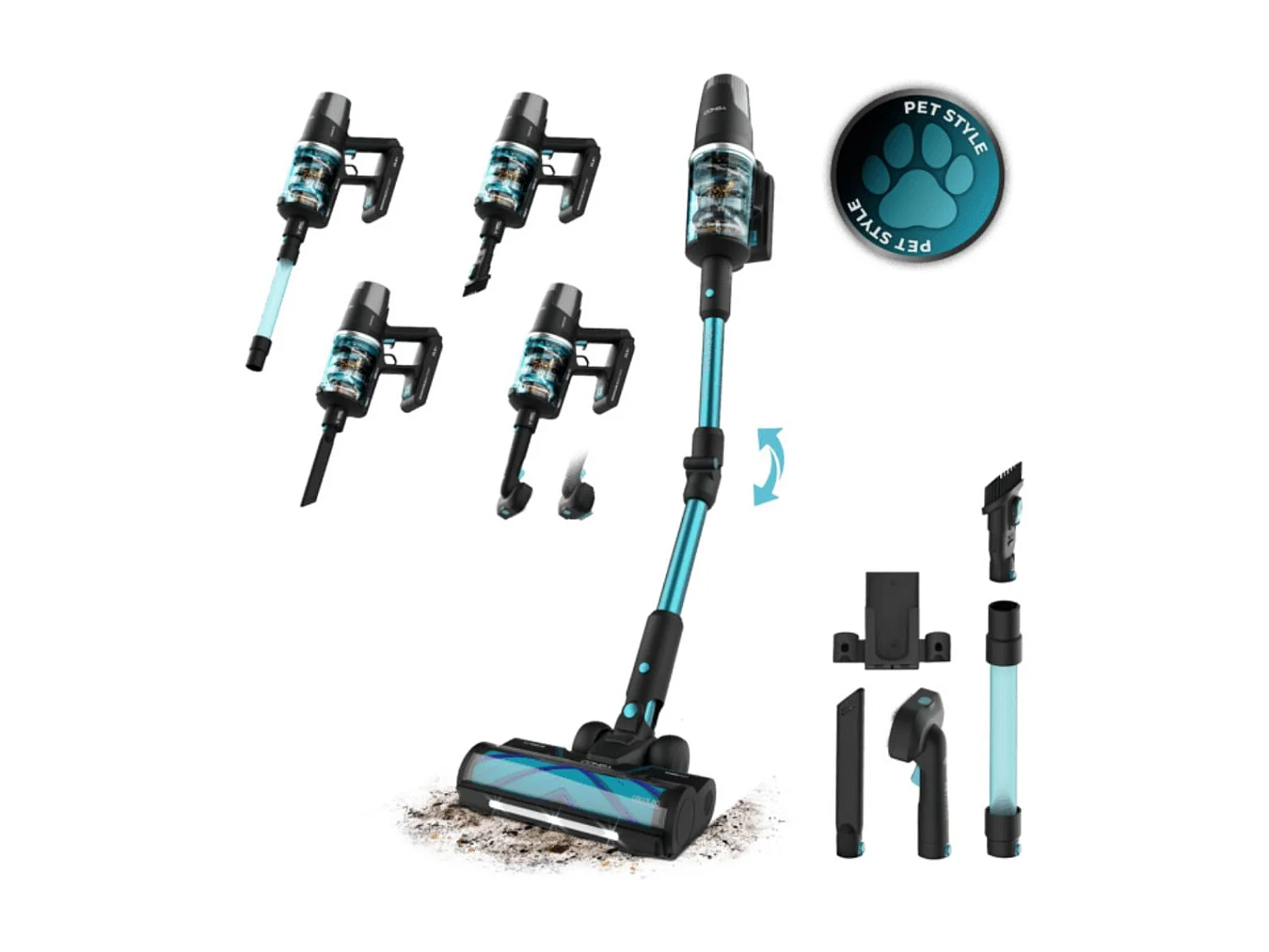 Aspirador de escoba Cecotec Conga Rockstar 9500 Lunar Pet Flex 780W 30kPa mascotas azul