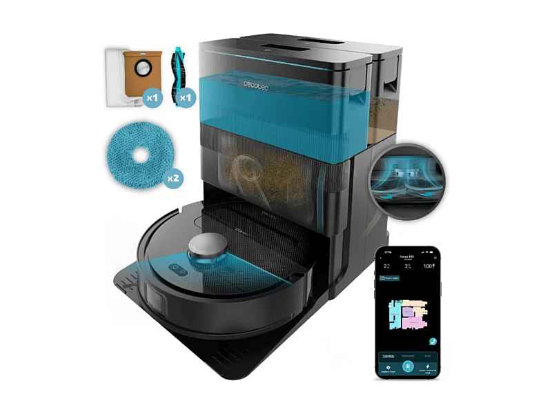 Robot aspirador Cecotec Conga X50 15000Pa base de autovaciado negro