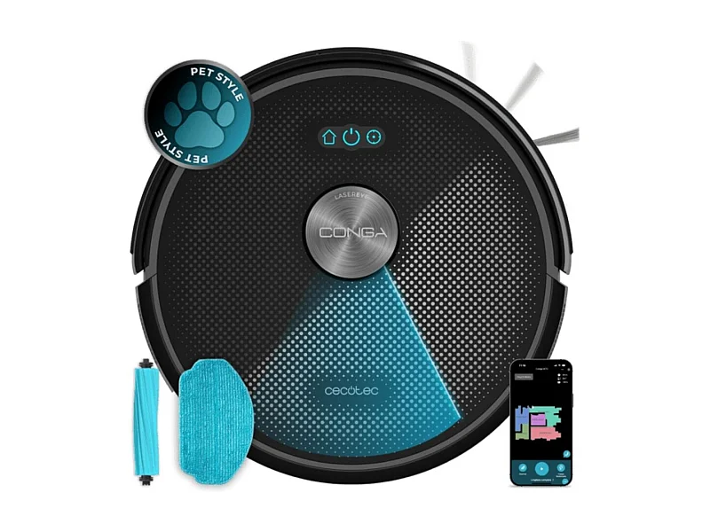 Robot aspirador Cecotec Conga M70 20000Pa navegación láser WiFi negro