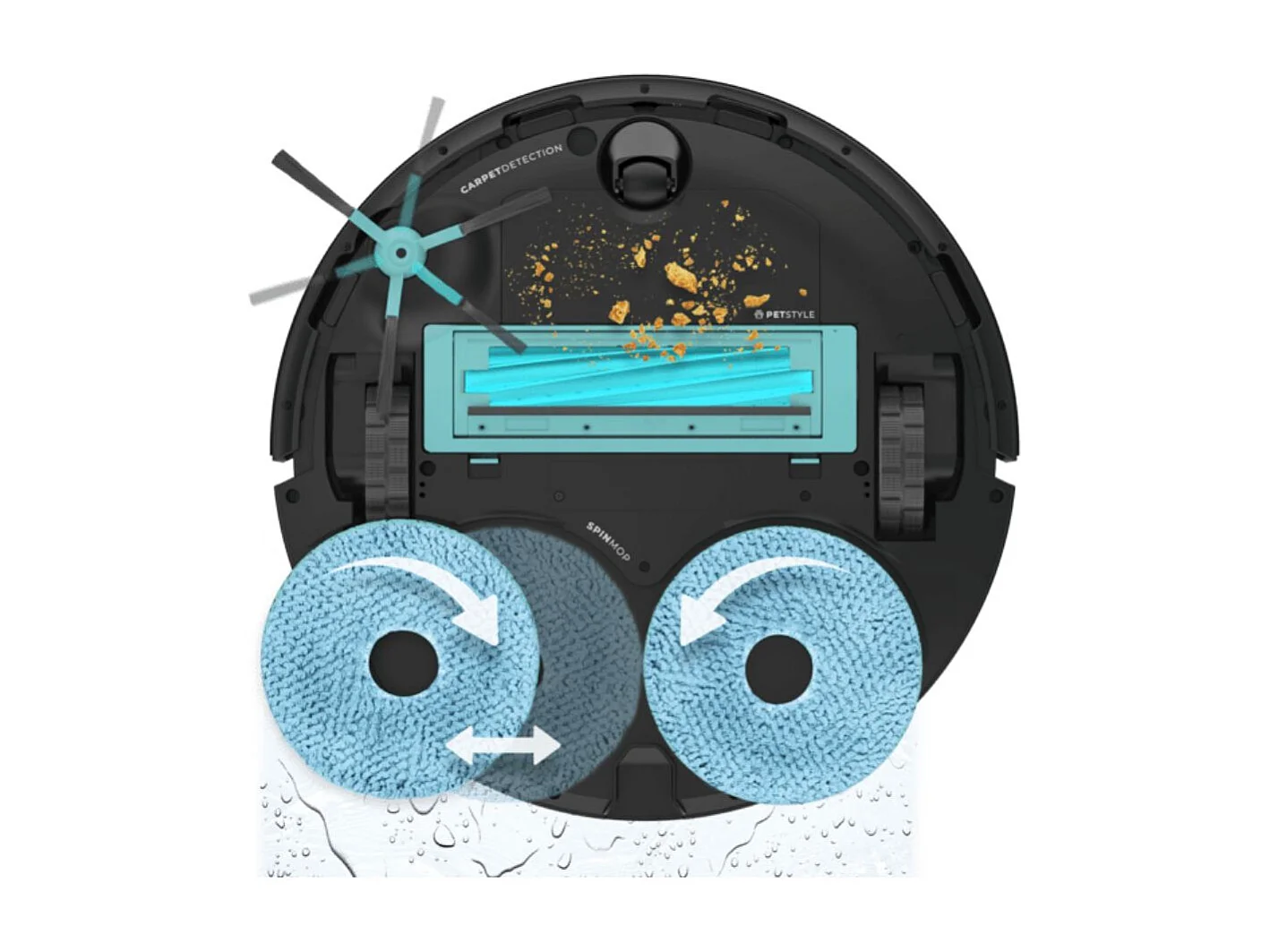 Robot aspirador Cecotec Conga 15090 Spin Arm Home&Wash 8000Pa App 3.0 base autovaciado negro