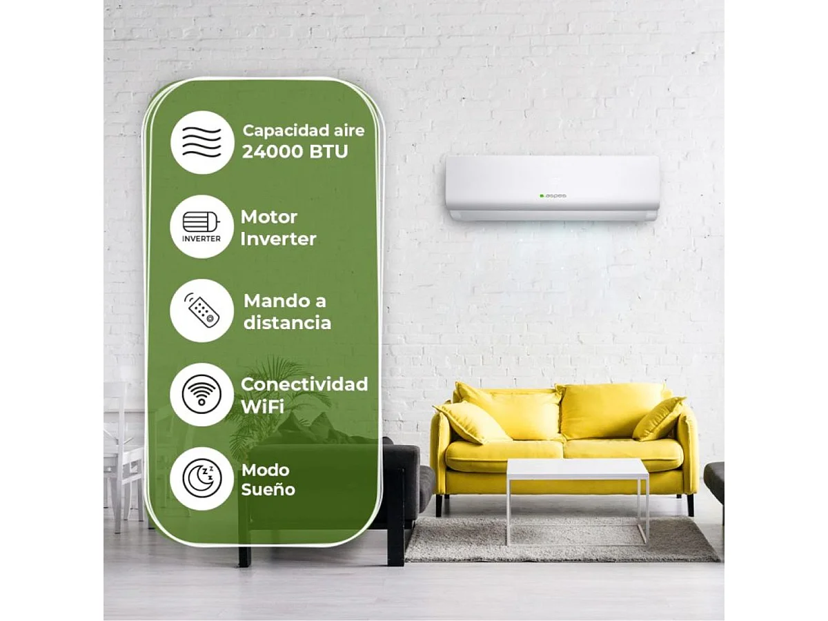 Aire acondicionado Split Aspes AAAS2400W 6000 frigorías R32 WiFi A blanco