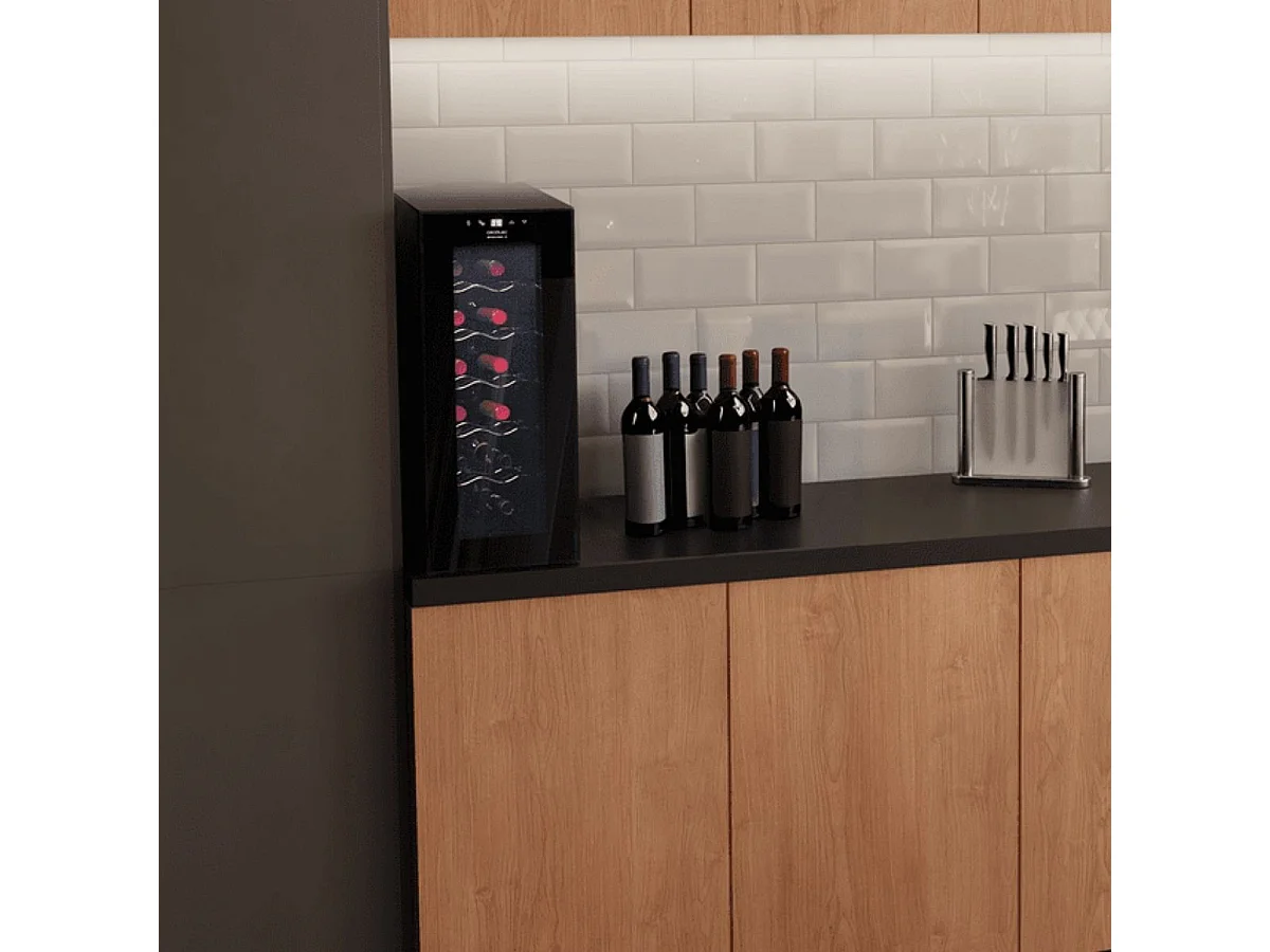 Vinoteca Cecotec Bolero GrandSommelier 1250 CoolCrystal 12 botellas con luz LED E negro 64,5 cm