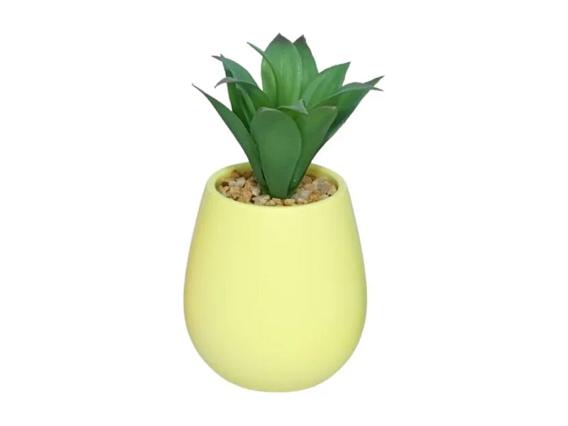 Maceta decorativa cerámica amarillo 18x8 cm