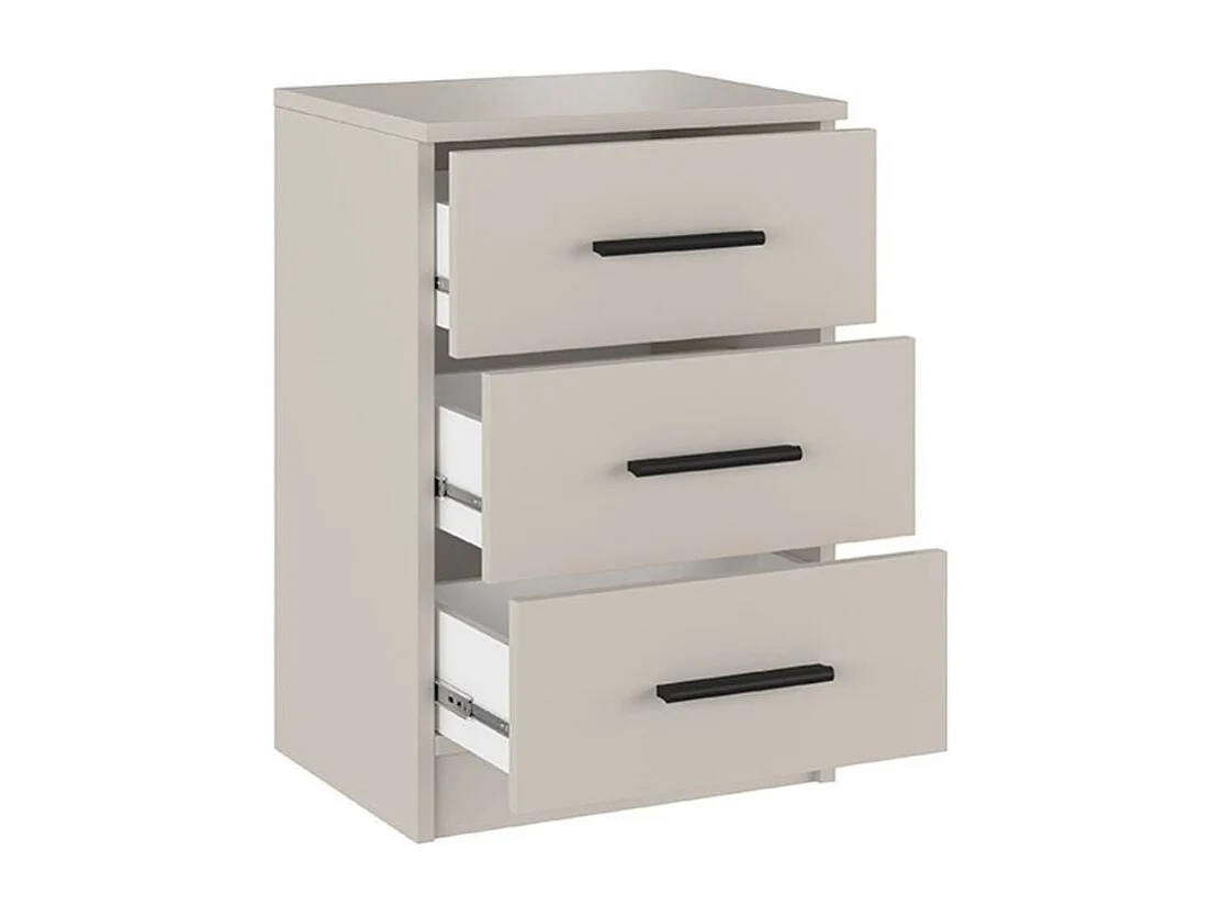 Mesita de noche New Aura 3 cajones beige 59,5x39,6x33,5 cm