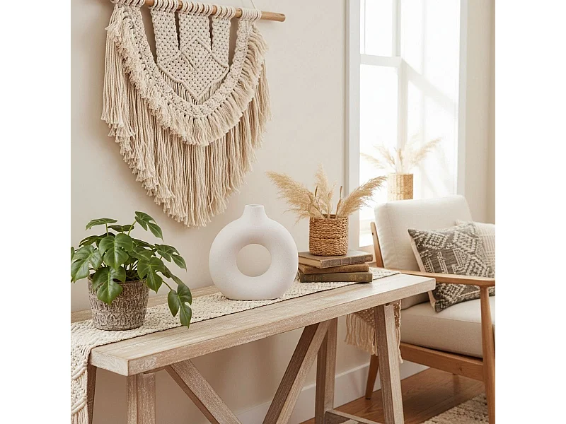 Jarrón Nora Vinthera cerámico blanco 18x10x5 cm