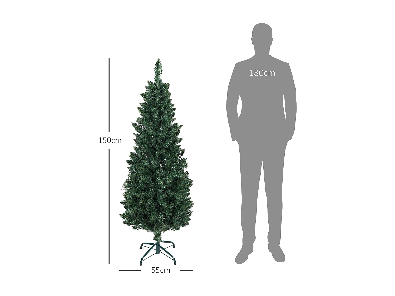 Árbol de Navidad Homcom 317 ramas con base plegable verde 150 cm