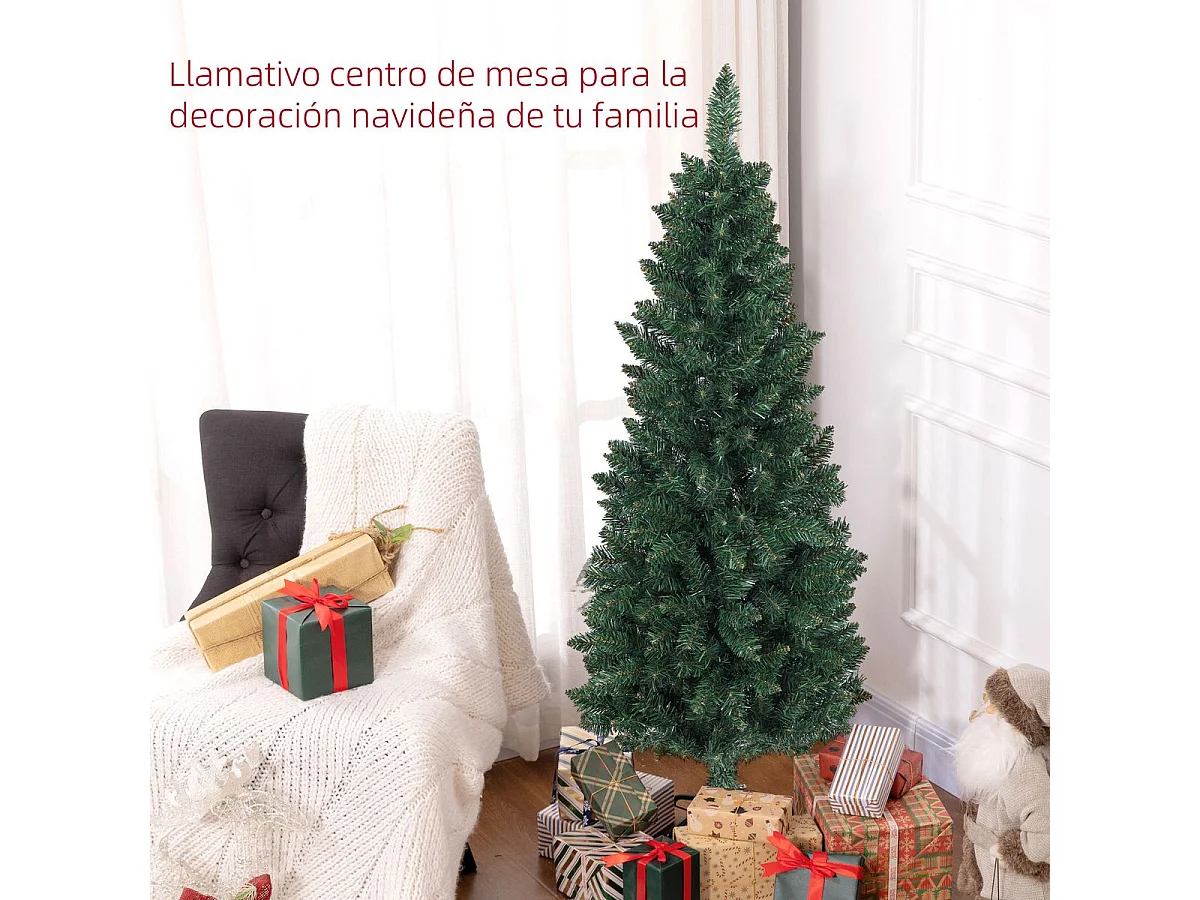 Árbol de Navidad Homcom 317 ramas con base plegable verde 150 cm