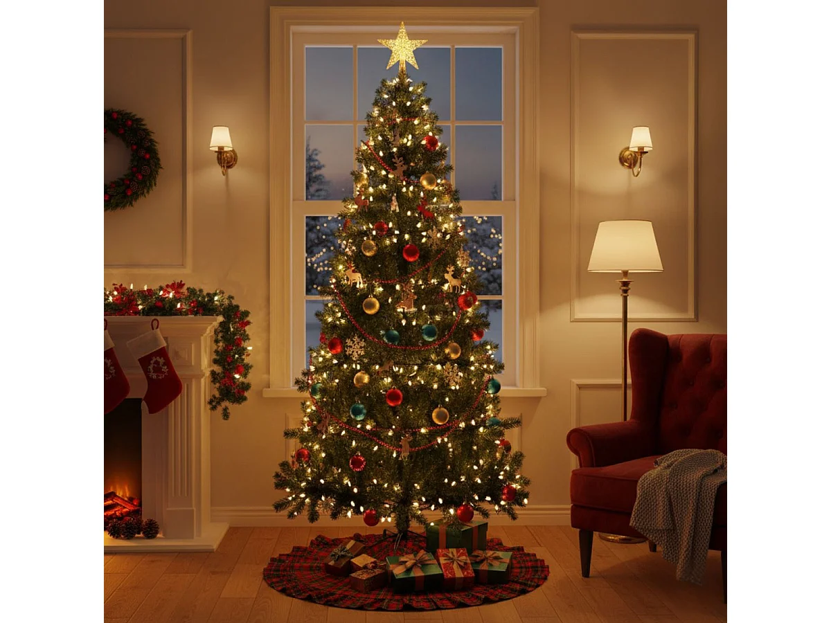 Árbol de navidad 1000 ramas + base cruzada verde Ø55x210 cm