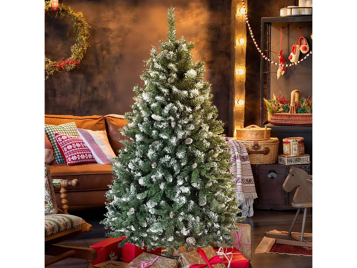 Árbol de Navidad Homcom 581 ramas y 44 decoraciones verde 150 cm