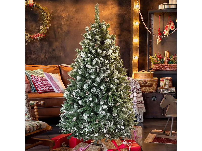 Árbol de Navidad Homcom 581 ramas y 44 decoraciones verde 150 cm