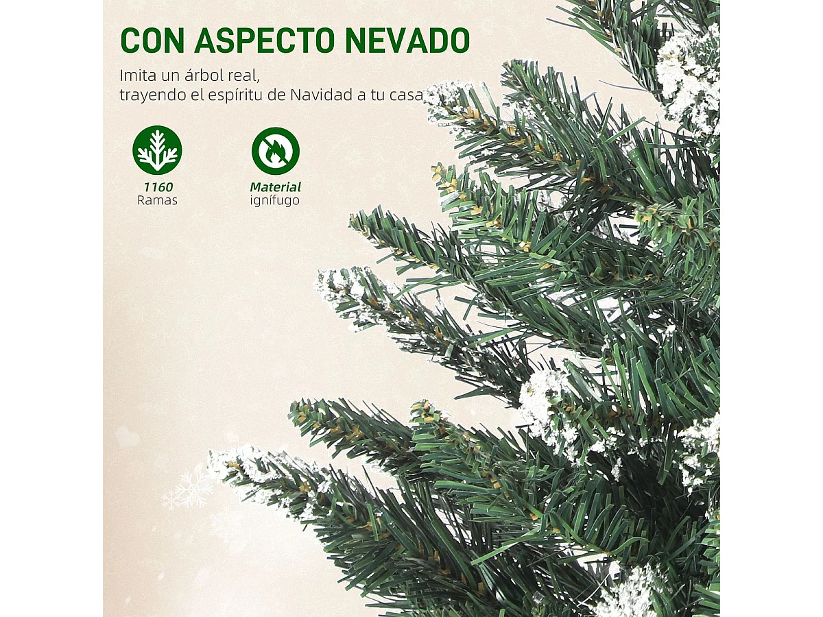 Árbol de Navidad Homcom 1160 ramas 400 LEDs con decoraciones verde 210 cm
