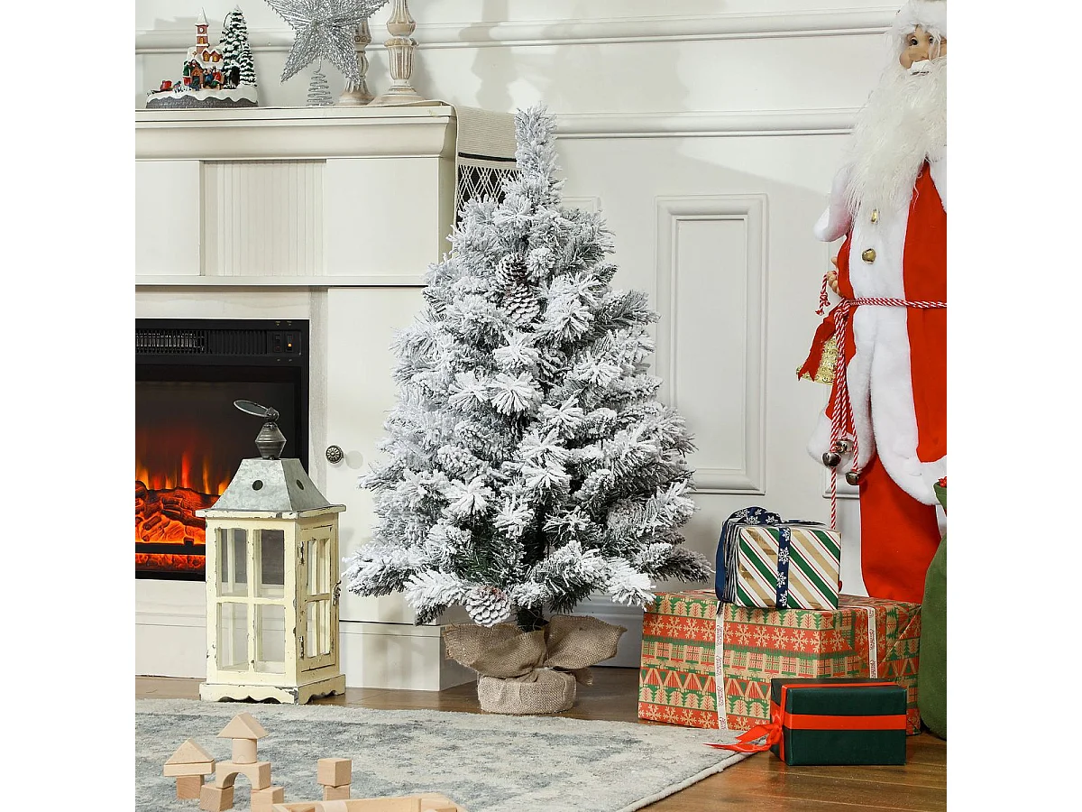 Árbol de Navidad Alsacia Homcom 133 ramas + 50 luces LED blanco Ø47x92 cm