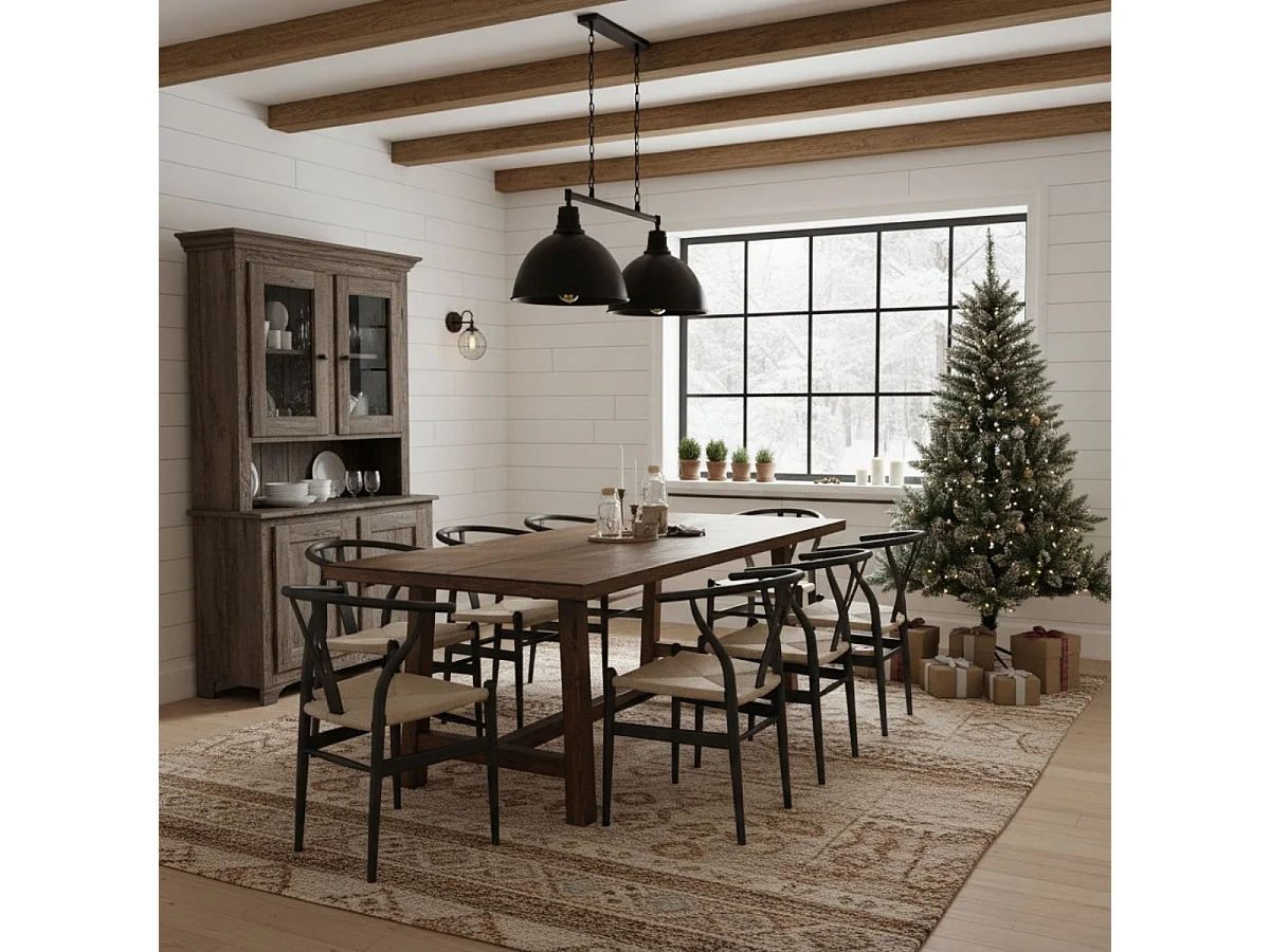 Árbol de navidad 420 ramas efecto nieve blanco/verde Ø95x150 cm