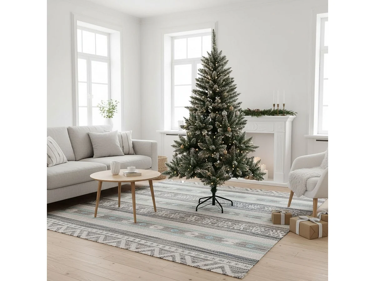 Árbol de navidad 420 ramas efecto nieve blanco/verde Ø95x150 cm