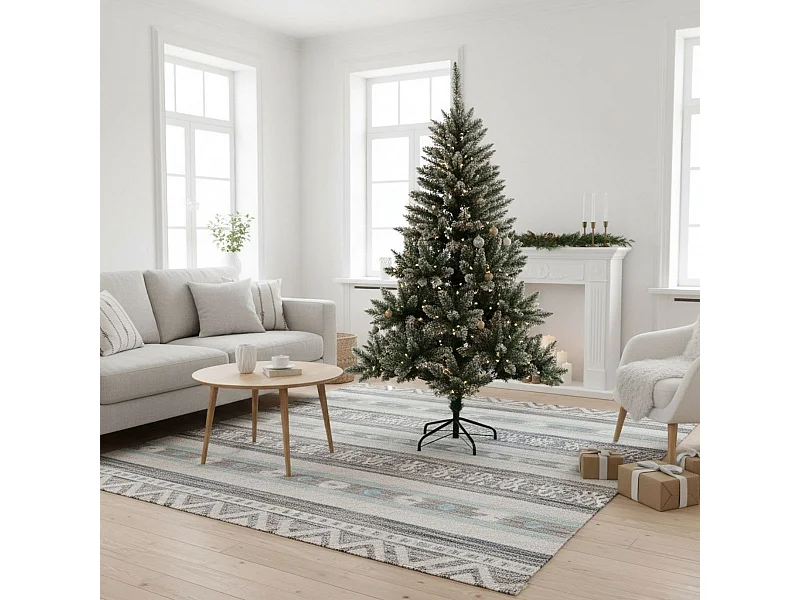Árbol de navidad 420 ramas efecto nieve blanco/verde Ø95x150 cm