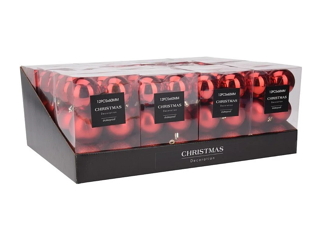 Set de 12 bolas de Navidad rojo Ø6 cm