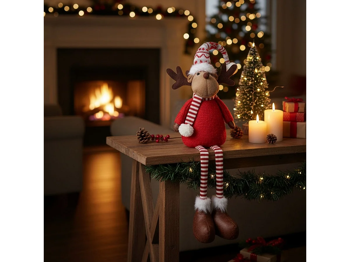 Figura decorativa Reno Bufanda diseño pierna largas 46 cm