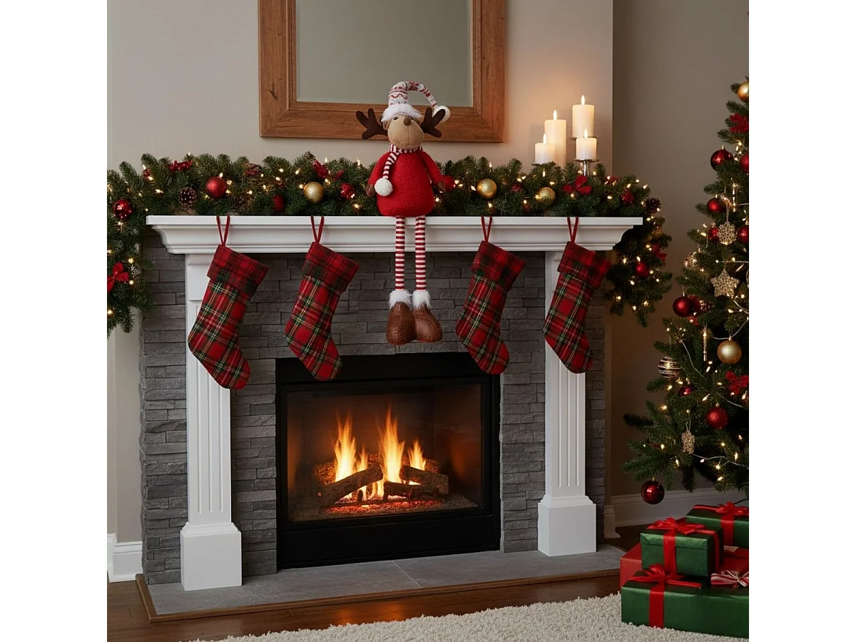 Figura decorativa Reno Bufanda diseño pierna largas 46 cm