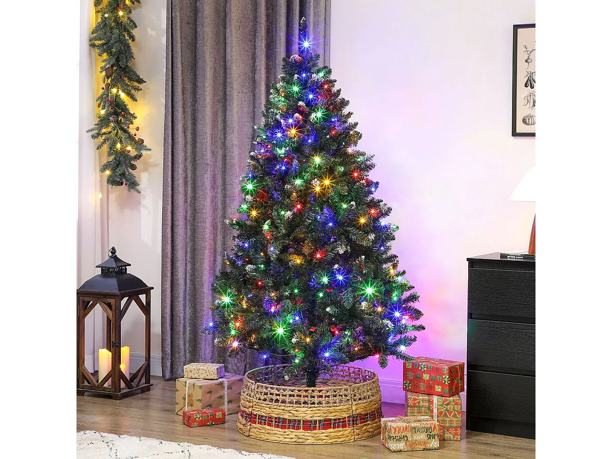 Árbol de Navidad Homcom 802 ramas 300 LEDs con decoraciones verde 180 cm