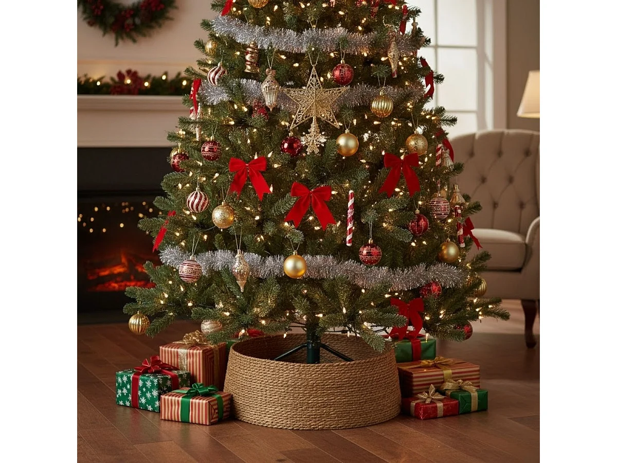 Pie para árbol de Navidad diseño circular natural Ø55x20 cm