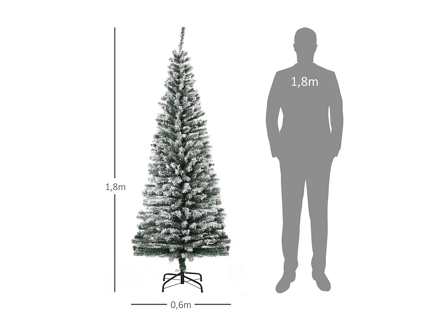 Árbol de Navidad Homcom 492 ramas efecto nevado verde/blanco Ø60x180 cm