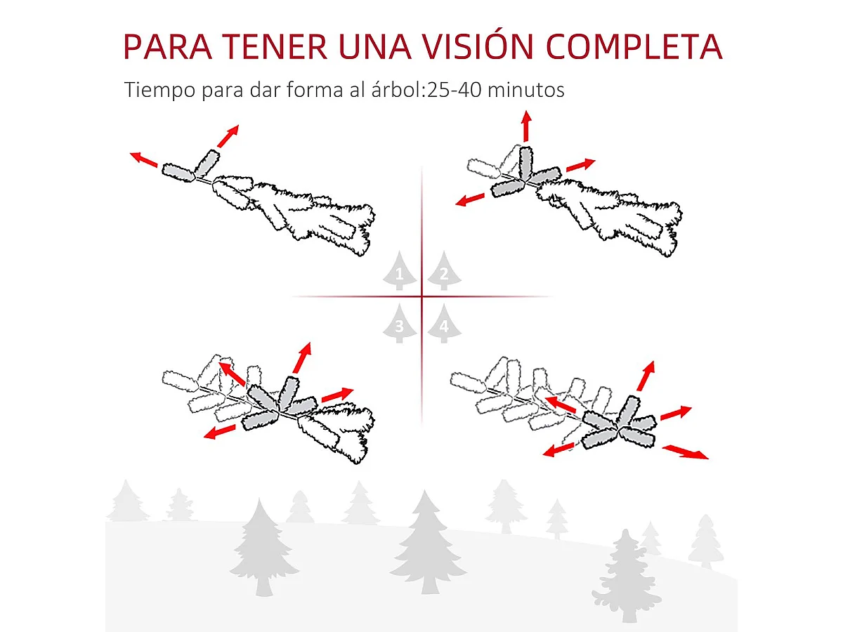 Árbol de Navidad Homcom 492 ramas efecto nevado verde/blanco Ø60x180 cm