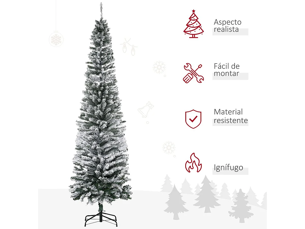 Árbol de Navidad Homcom 492 ramas efecto nevado verde/blanco Ø60x180 cm
