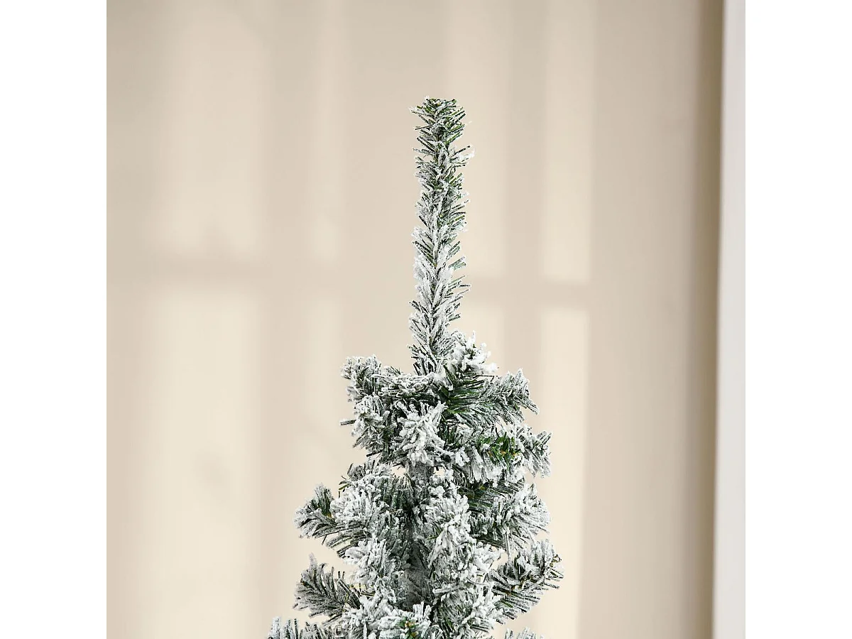 Árbol de Navidad Homcom 492 ramas efecto nevado verde/blanco Ø60x180 cm