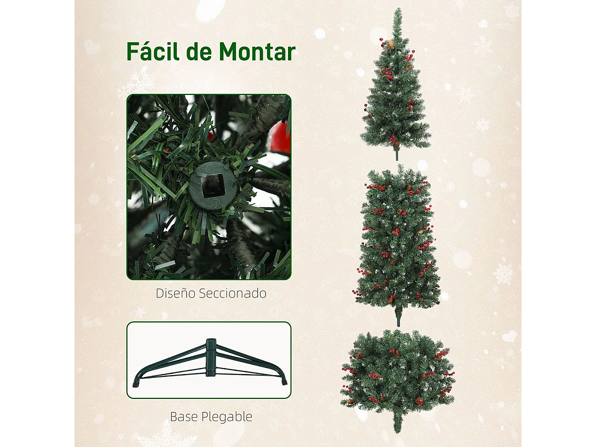 Árbol de Navidad Homcom 761 ramas 350 LEDs con decoraciones verde 230 cm