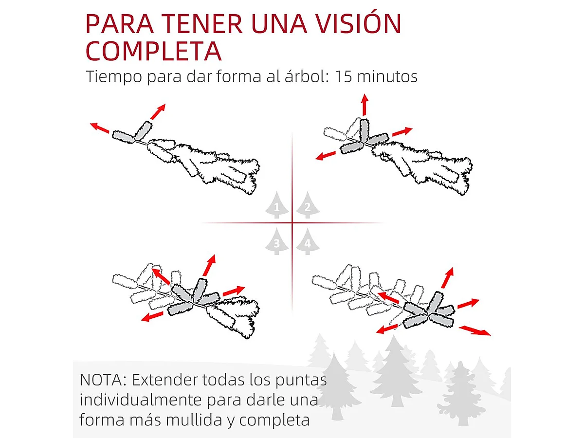 Árbol de Navidad Homcom 405 ramas con 180 luces LED verde 210 cm