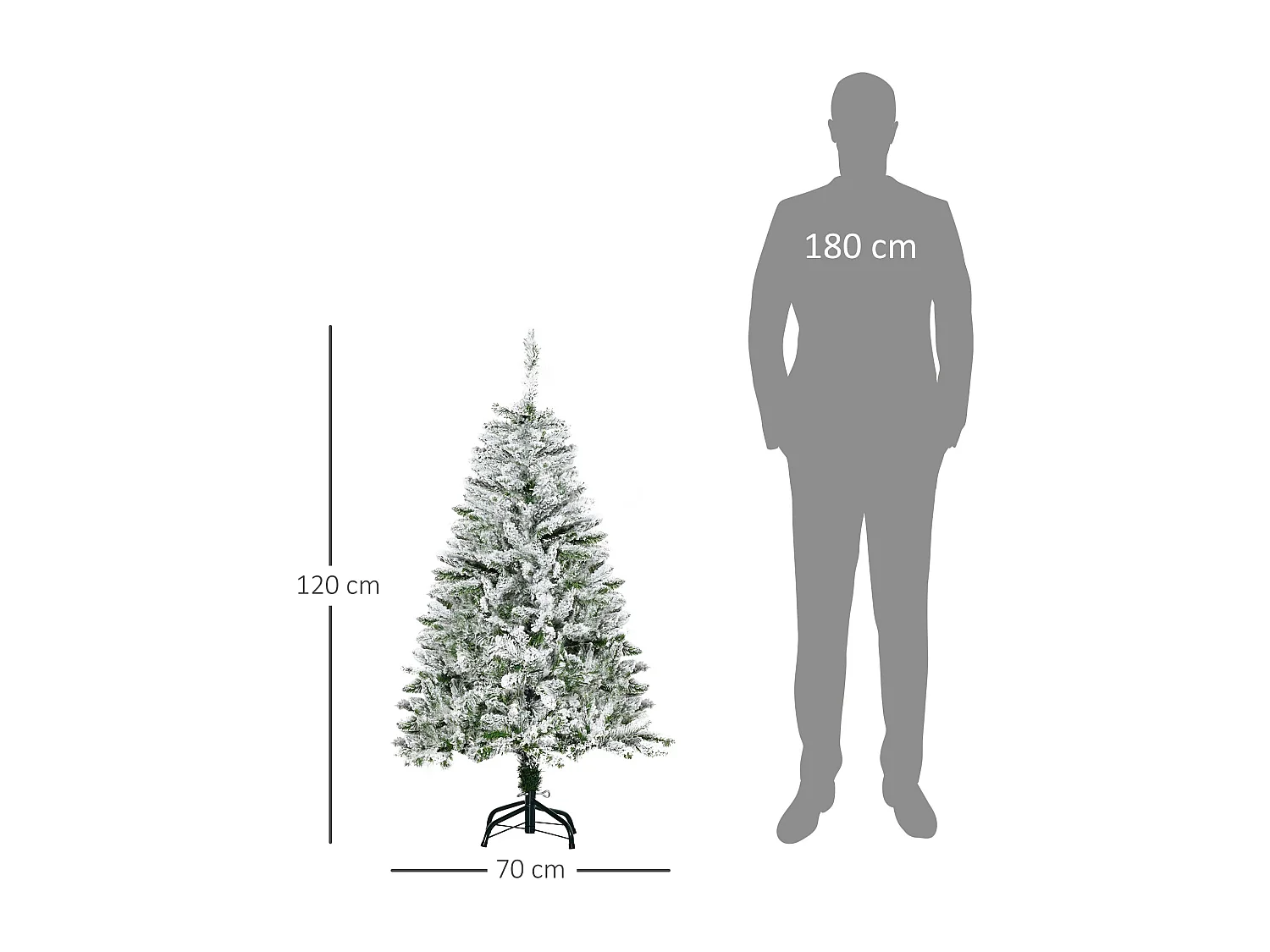Árbol de Navidad Homcom 200 ramas efecto nevado verde/blanco Ø70x120 cm