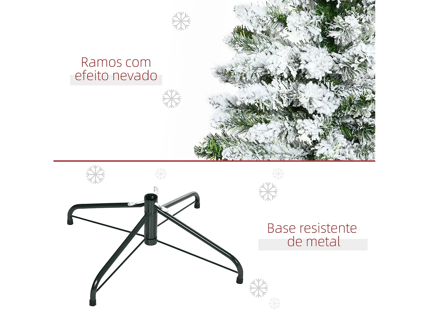Árbol de Navidad Homcom 200 ramas efecto nevado verde/blanco Ø70x120 cm
