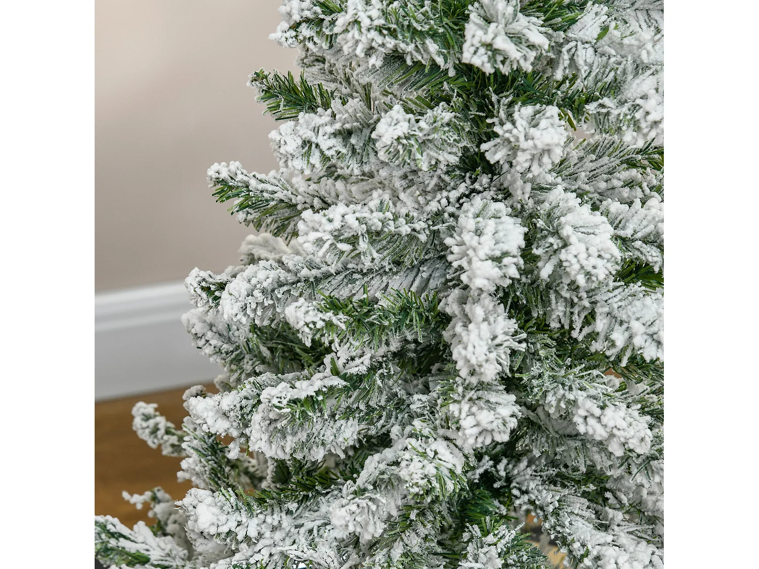 Árbol de Navidad Homcom 200 ramas efecto nevado verde/blanco Ø70x120 cm