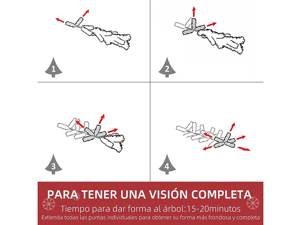 Árbol de Navidad Homcom 200 ramas efecto nevado verde/blanco Ø70x120 cm