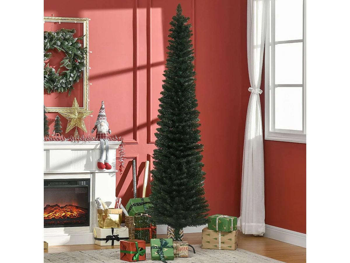 Árbol de Navidad Homcom 510 ramas base plegable verde Ø56x210 cm