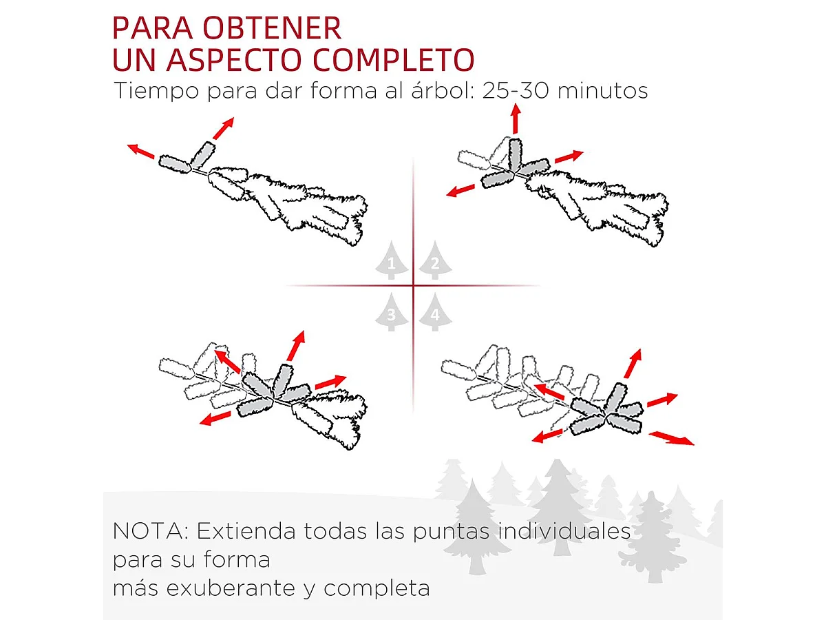 Árbol de Navidad Homcom 510 ramas base plegable verde Ø56x210 cm