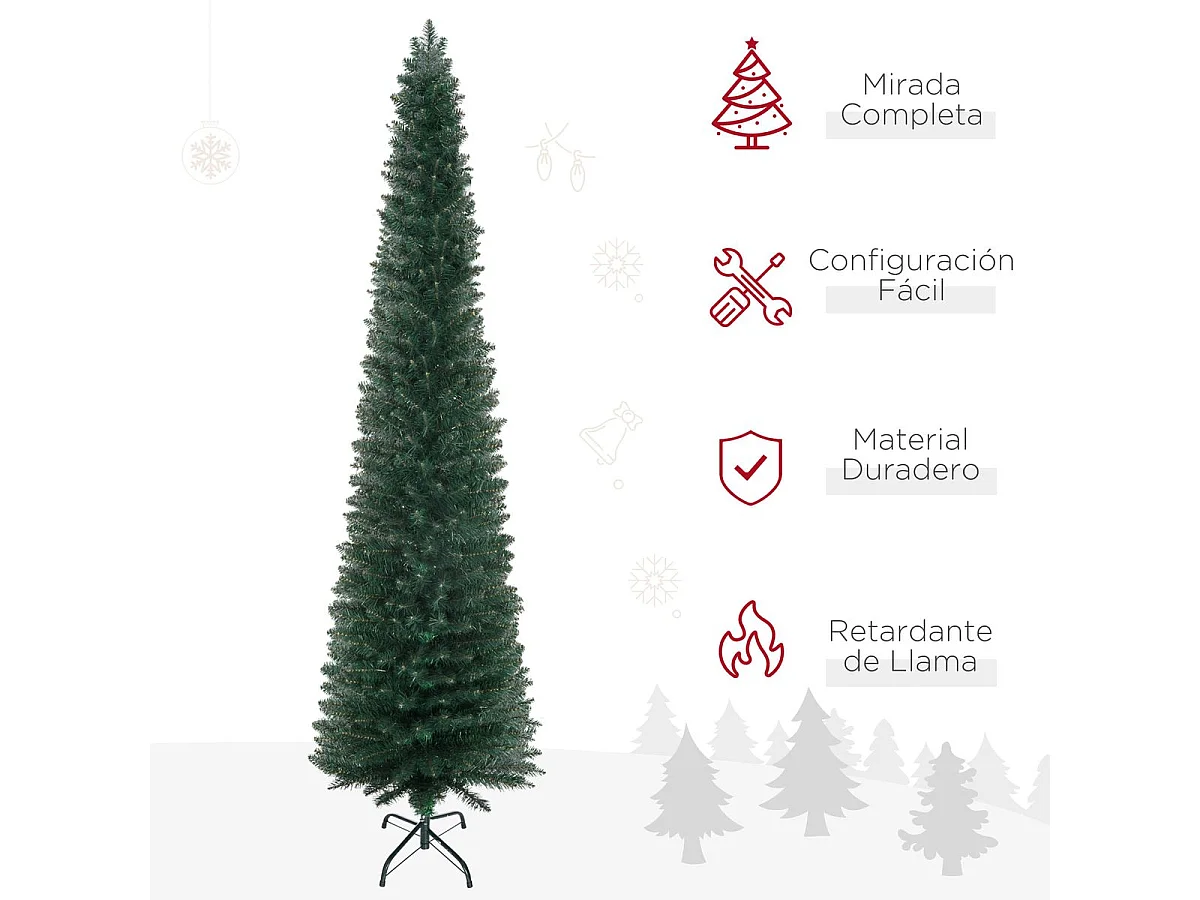 Árbol de Navidad Homcom 510 ramas base plegable verde Ø56x210 cm