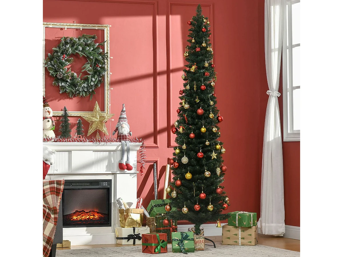 Árbol de Navidad Homcom 510 ramas base plegable verde Ø56x210 cm