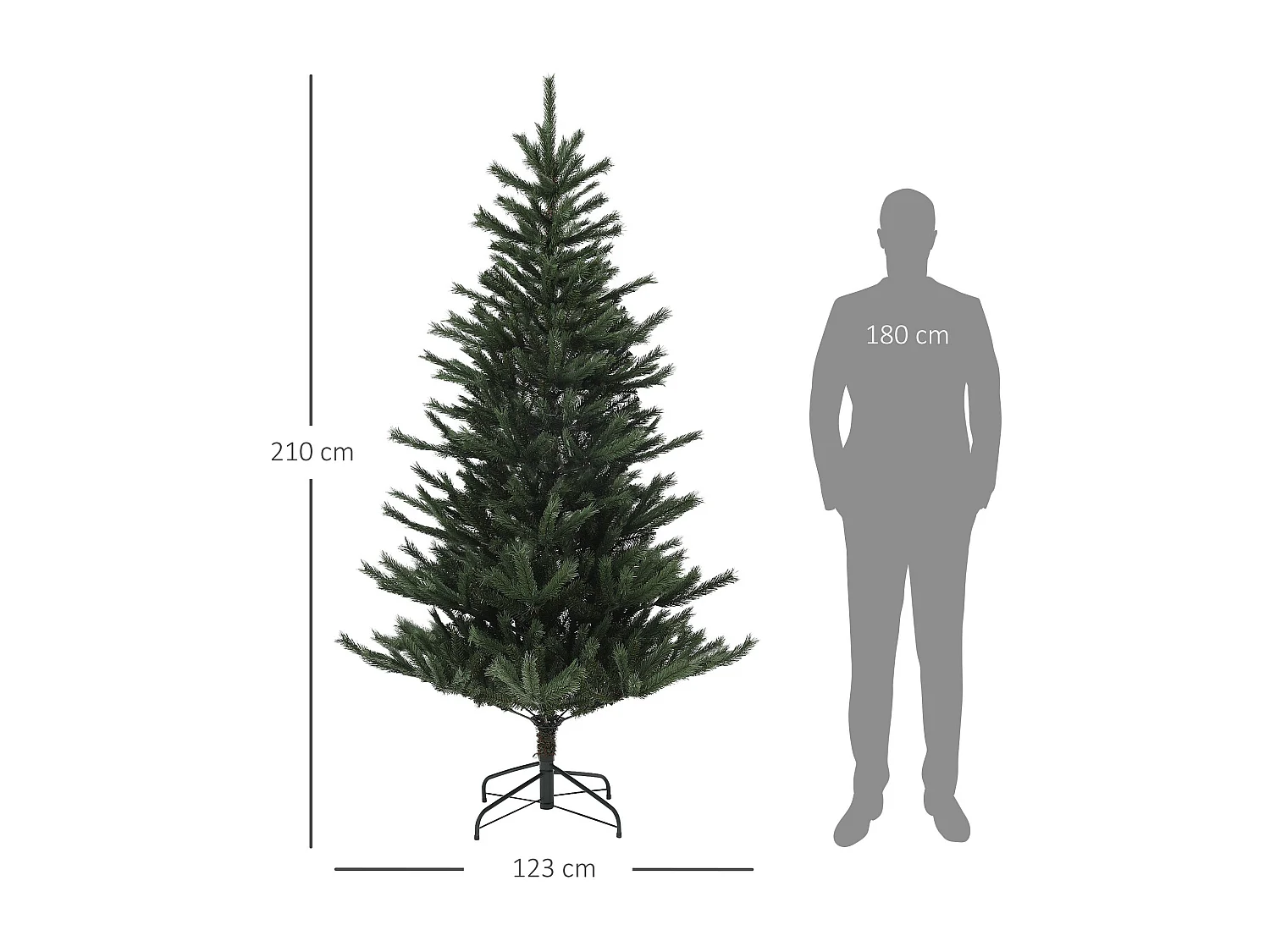 Árvore de Natal Artificial 210 cm Reykjavik com 793 Ramo e Suporte de Aço para Decoração Interna Verde