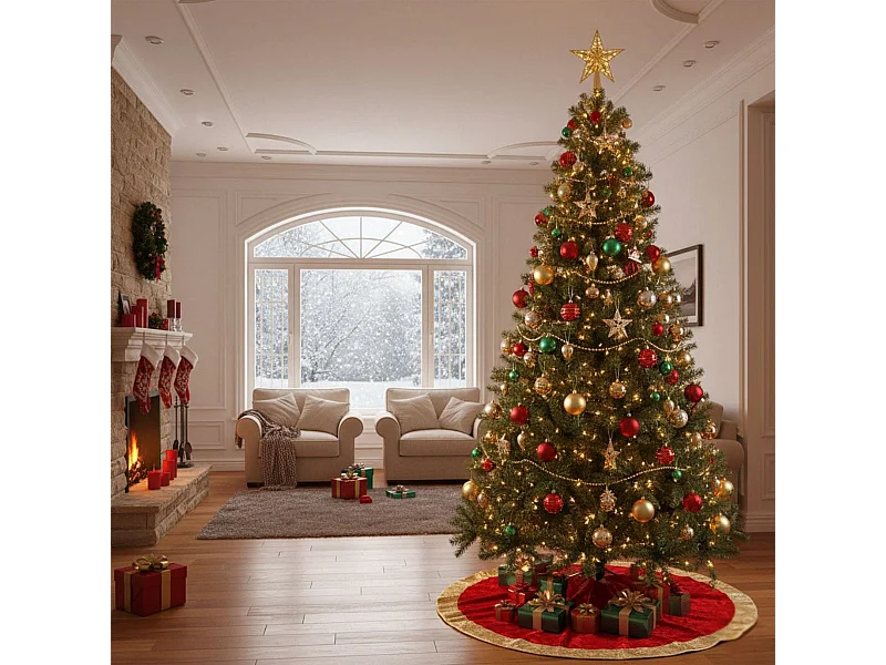 Árbol de navidad 1250 ramas + base cruzada verde Ø60x240 cm
