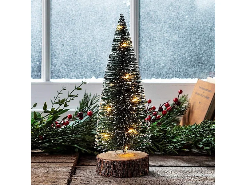 Figura decorativa Árbol de Navidad con luces LED verde 30 cm