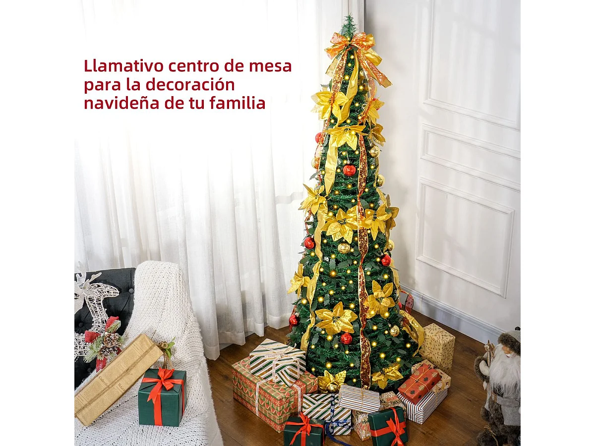 Árbol de Navidad Classic Homcom plegable verde Ø60x180 cm