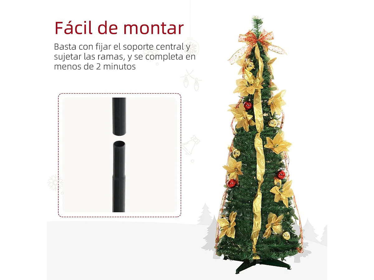 Árbol de Navidad Classic Homcom plegable verde Ø60x180 cm