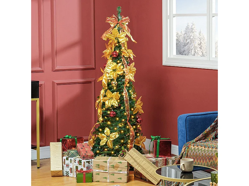 Árbol de Navidad Classic Homcom plegable verde Ø60x180 cm